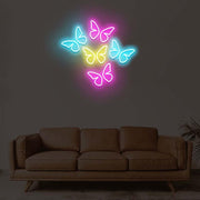 5 Butterflies On One Board Neon Sign