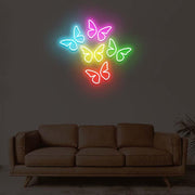 5 Butterflies On One Board Neon Sign