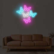 5 Butterflies On One Board Neon Sign