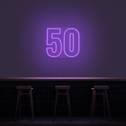 50 Neon Number Neon Sign