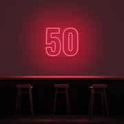 50 Neon Number Neon Sign