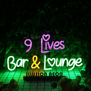 9 Lives Bar And Lounge Custom Neon Sign