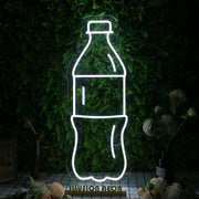 A Bottle Of Beverage White Neon Sign