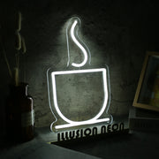 A Cup Of Hot Drink White Neon Sign