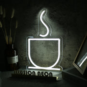 A Cup Of Hot Drink White Neon Sign