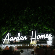 Aarden Homes White Neon Sign