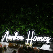 Aarden Homes White Neon Sign