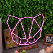 Abstract Cat Head Pink Neon Sign