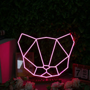 Abstract Cat Head Pink Neon Sign