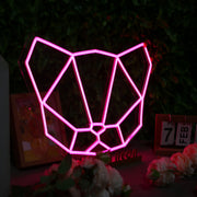 Abstract Cat Head Pink Neon Sign