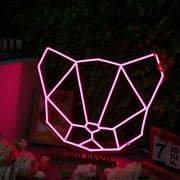 Abstract Cat Head Pink Neon Sign