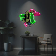 Abstract Green Dog LED Neon Acrylic Artwork