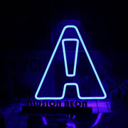 Abstract Letter A Shape Blue Neon Sign