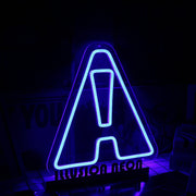 Abstract Letter A Shape Blue Neon Sign