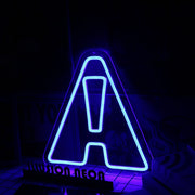 Abstract Letter A Shape Blue Neon Sign