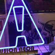 Abstract Letter A Shape Blue Neon Sign