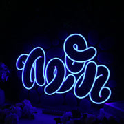 Abstract Neon Blue Neon Sign