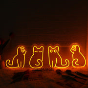 Adorable Cats Orange Neon Sign