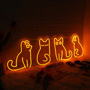 Adorable Cats Orange Neon Sign