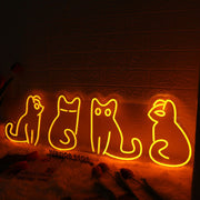 Adorable Cats Orange Neon Sign