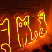 Adorable Cats Orange Neon Sign