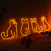 Adorable Cats Orange Neon Sign