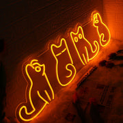 Adorable Cats Orange Neon Sign