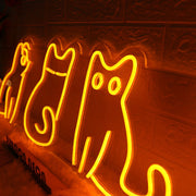 Adorable Cats Orange Neon Sign