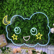 Adorable Cloud With Moon And Stars Neon Sign