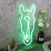 Aesthetic Horse Head Green Neon Sign