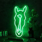 Aesthetic Horse Head Green Neon Sign