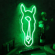 Aesthetic Horse Head Green Neon Sign