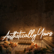 Aethetically Yours Yellow Neon Sign