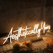 Aethetically Yours Yellow Neon Sign