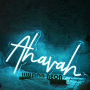 Ahavah Blue Neon Sign