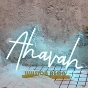 Ahavah Blue Neon Sign