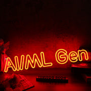 AI ML Gen Orange Neon Sign