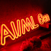 AI ML Gen Orange Neon Sign