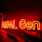 AI ML Gen Orange Neon Sign