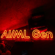 AI ML Gen Orange Neon Sign