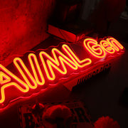 AI ML Gen Orange Neon Sign