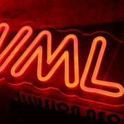 AI ML Gen Orange Neon Sign