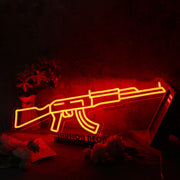 AK-47 Machine Gun Red Neon Sign