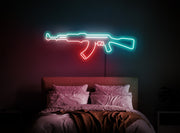 Ak47 light sign Rifle neon sign Boys room neon sign