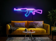 Ak47 light sign Rifle neon sign Boys room neon sign