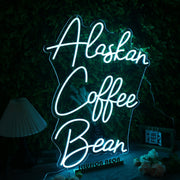 Alaskan Coffee Bean Blue Neon Sign