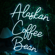 Alaskan Coffee Bean Blue Neon Sign