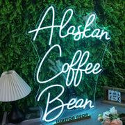 Alaskan Coffee Bean Blue Neon Sign