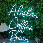 Alaskan Coffee Bean Blue Neon Sign