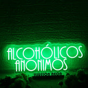 Alcoholicos Anonimos Green Neon Sign